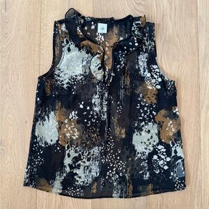 CAbi Incandescent Top, sheer chiffon sleeveless blouse, Medium
